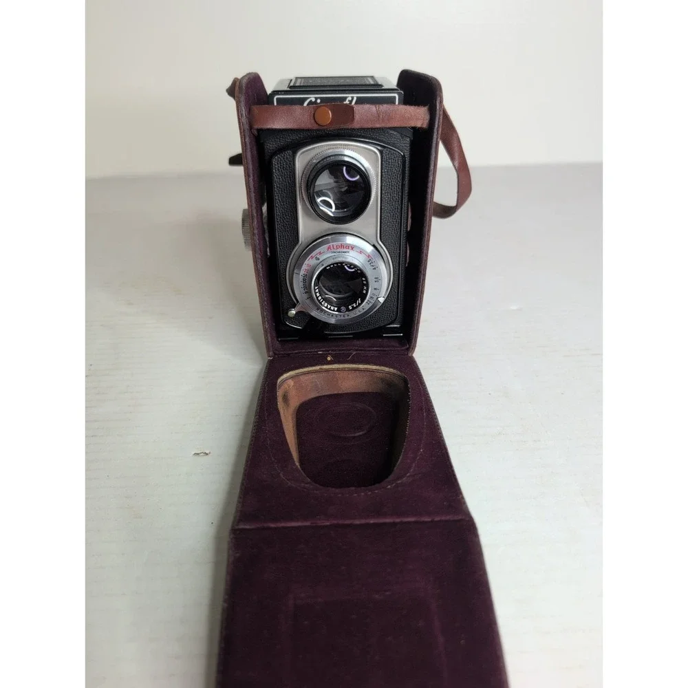 Vintage Graflex Ciro-Flex TLR Camera w/ Wollensak 85mm F3.5 Lens -Alphax W/Case